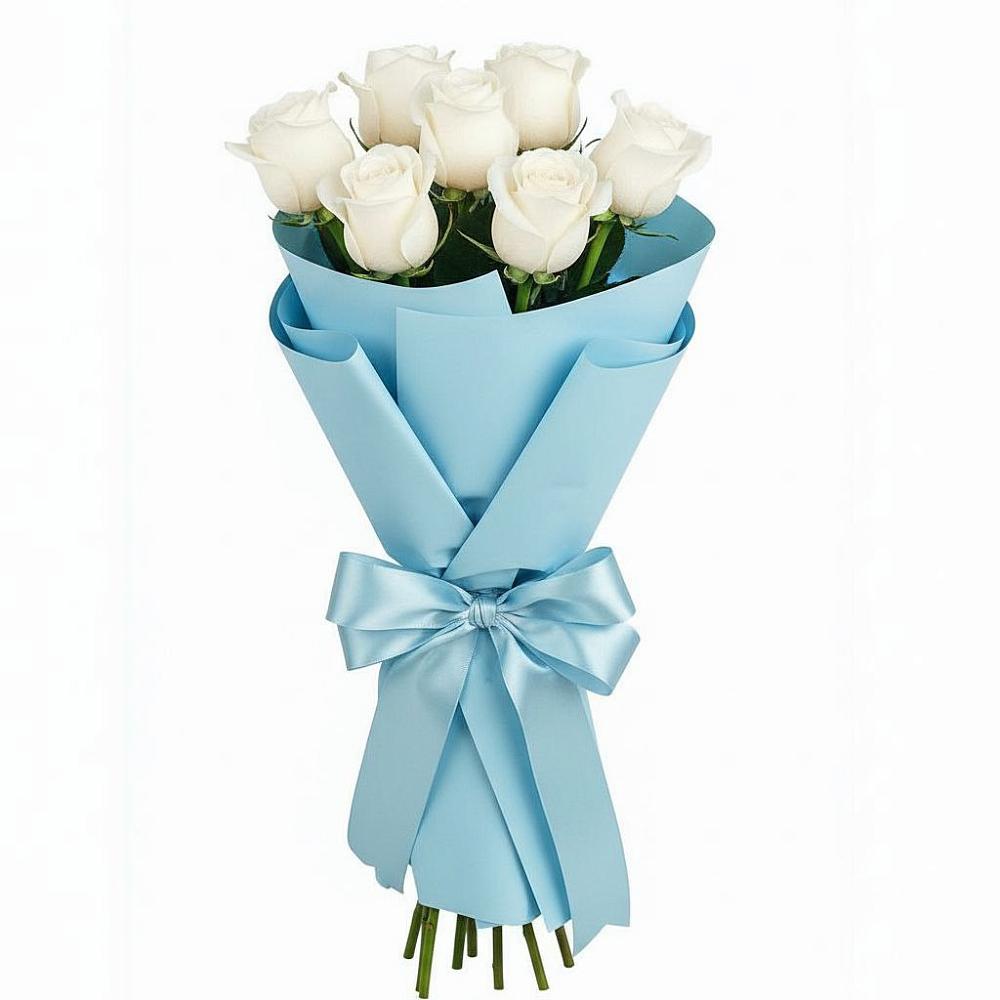 Букет 7 белых роз Проуд в Медвежьегорске