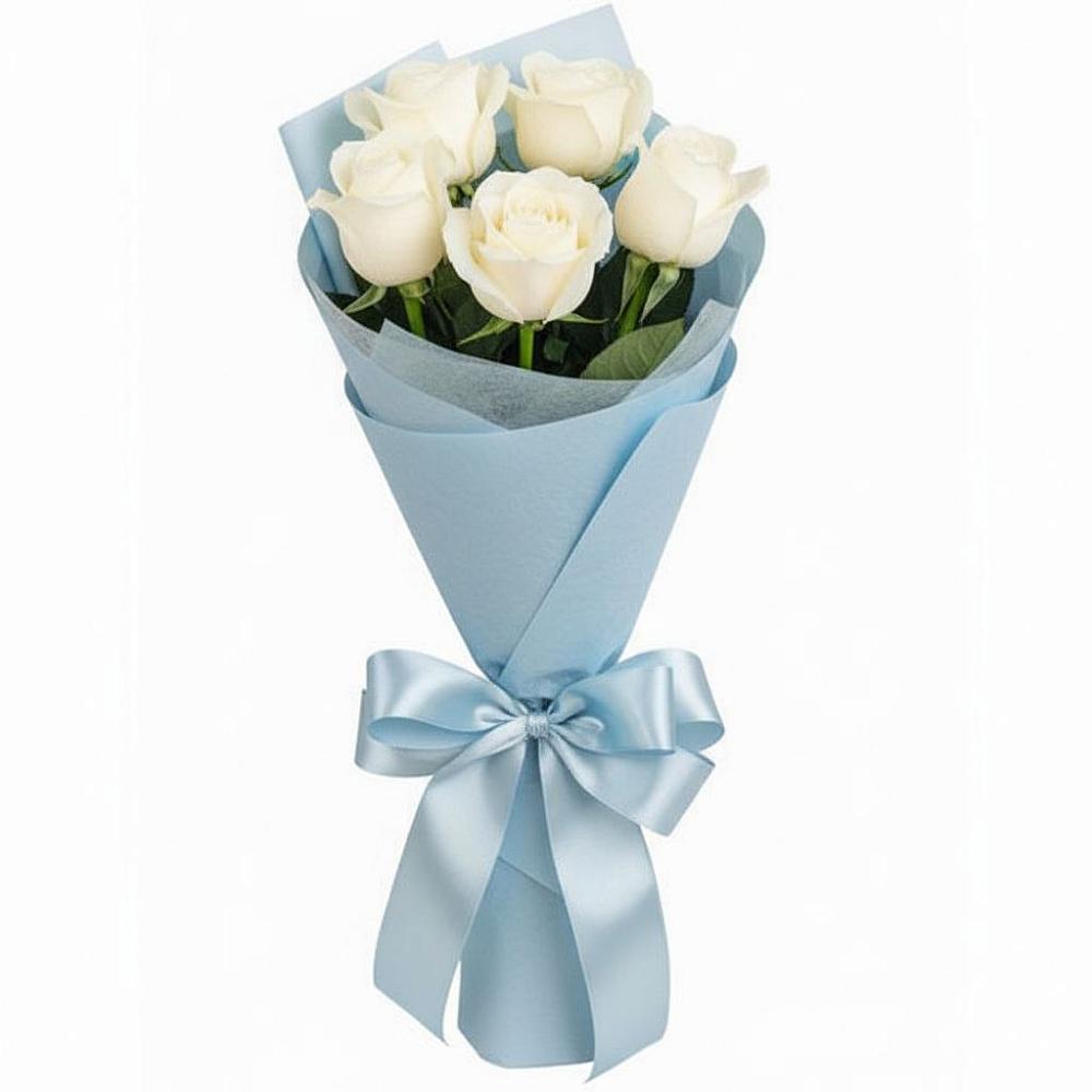 Букет 5 Белых роз Проуд в Медвежьегорске