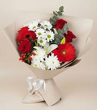 Букет цветов из:  Розы, Хризантемы, Герберы и Лилии #REPLACE_PRED# Медвежьегорске