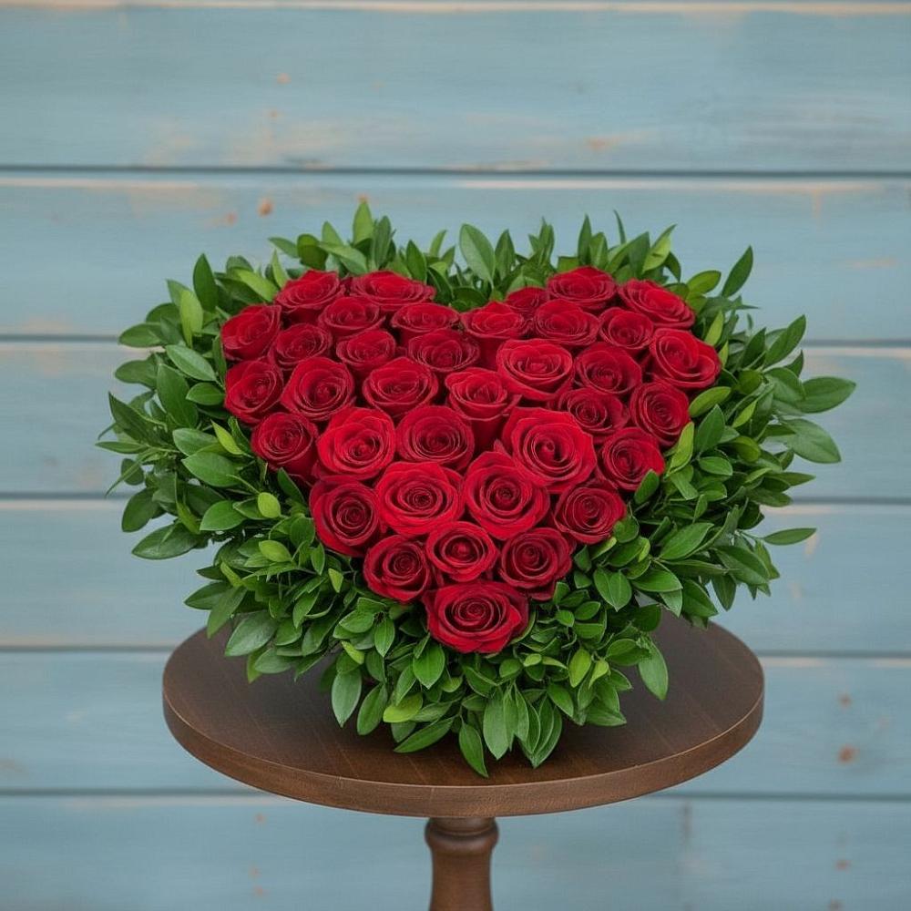 Цветочная композиция из Розы в виде сердца в Медвежьегорске