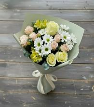 Букет цветов из:  Альстромерии, Розы и Хризантемы в Медвежьегорске