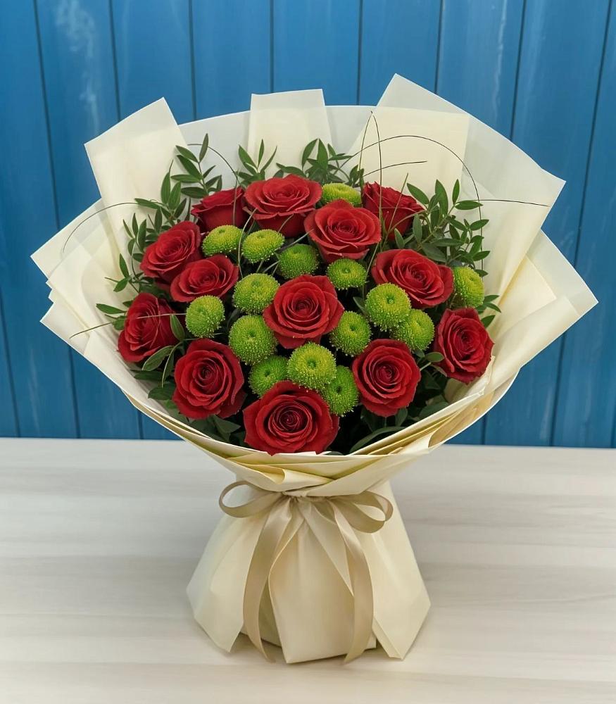 Букет цветов из: Розы и Хризантемы в Медвежьегорске